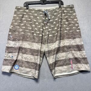 Pelagic Mens Size 40‎ Board Shorts Fishing Camo Digital Print Drawstring Waist